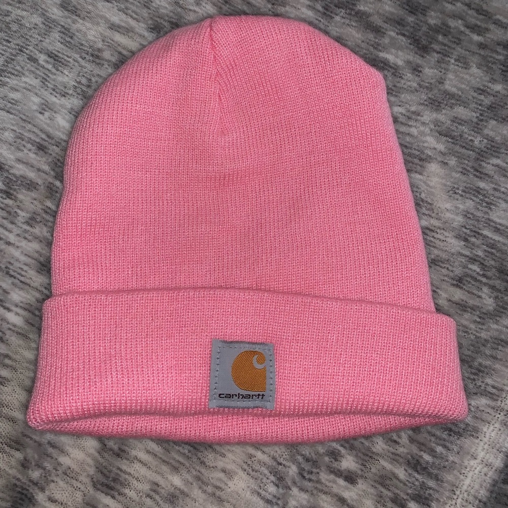 a cute pink carhartt beanie
